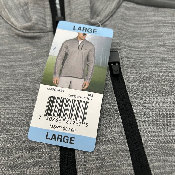 Callaway 1/4 Zip Lightweight Pullover Large Grey Quiet Shade HTR UPF 50 Golf NEW - Picture 6 of 11